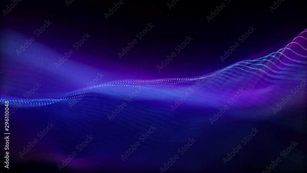 Poster 4k video. lines abstract. looped animation. wave pattern. dotted lines. neon waves. particles backgr