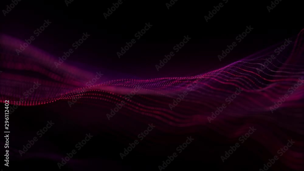 Poster 4k video. looped animation. wave pattern. dotted lines. neon waves. particles background. seamless l