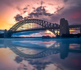 Foto op Plexiglas Sydney Harbour Bridge Sydney Harbour Bridge bij zonsondergang