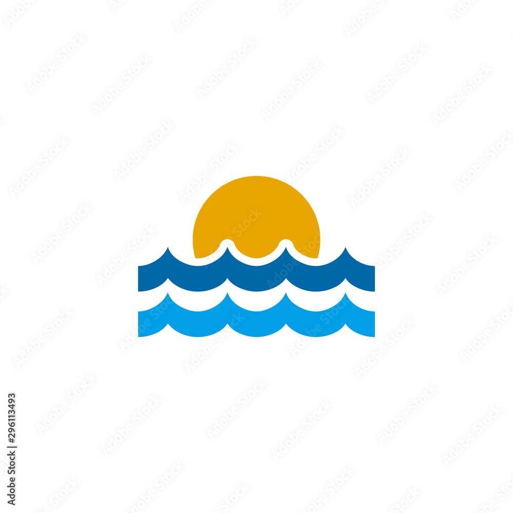 Poster sun logo design vector template