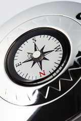 Close-up metal compass.
