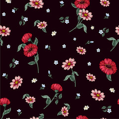 Fototapeta premium Seamless floral pattern with ditsy flowers. Vector.