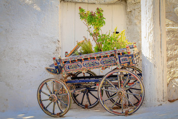 Old decorative horse cart  in Greece