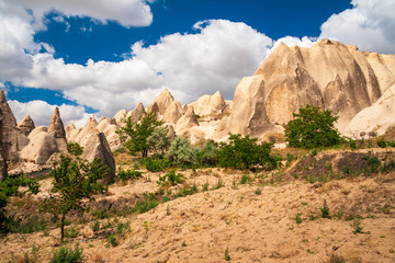 Fototapeta premium Rock formations near Göreme, Open air UNESCO world heritage site Museum in Cappadocia, Turkey