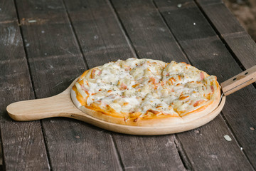 pizza in the oven