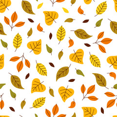 Seamless pattern with cute autumn leaf