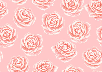 Seamless pattern with pink roses.
