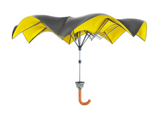 Opened two tone umbrella 3d render on white no shadow