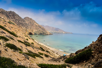Panoramic View of Tibouda Beach, Mediterranean Moroccan Coast, Morocco