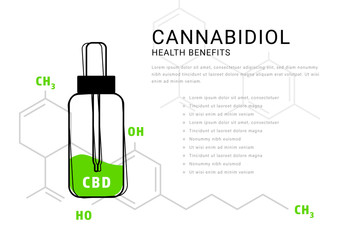 Cannabidiol Oil Infographic with Molecular Formula Illustration