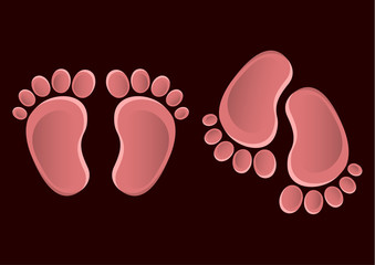 Baby feet icon flat element isolated on dark background. Element for your design.