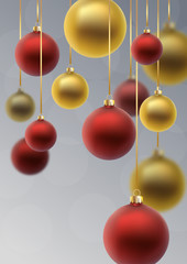 Christmas greeting card. Red Christmas ball, with an ornament and spangles.Hand drawn lettering. Vector illustration.