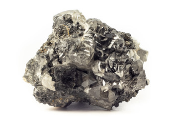 Rock of cerussite mineral from Marocco isolated on a pure white background.