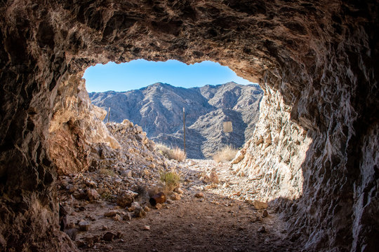 Looking out from mine shaft