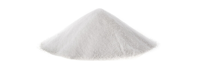 Baking soda isolated on white background. Panorama view