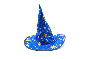 Beautiful Halloween props, one blue star hat isolated on white background
