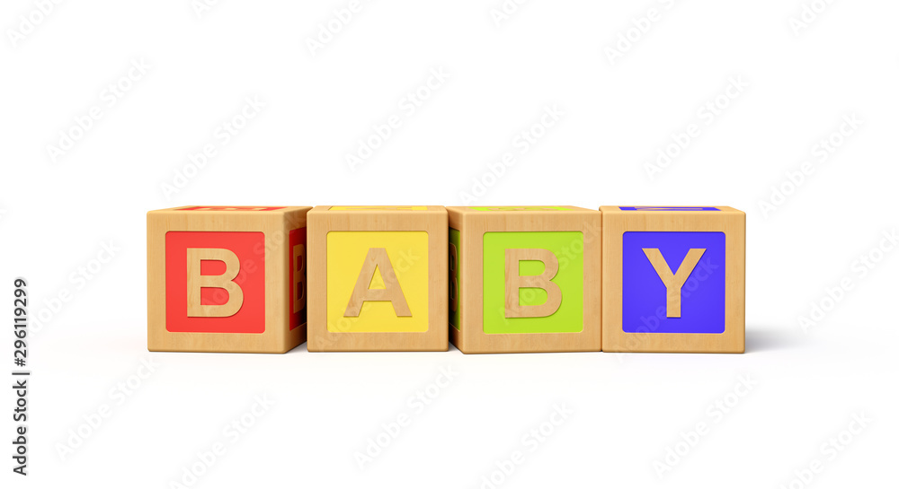 Poster 3d rendering of alphabet toy blocks.