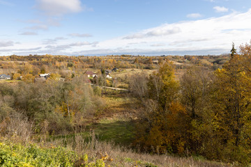 Izborsk, Pskov region / Russia: Picturesque landscape. View from the medieval fortress