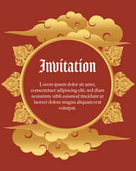 Vector of invitation card template, background and frame border. Thai art style floral vintage illustration design