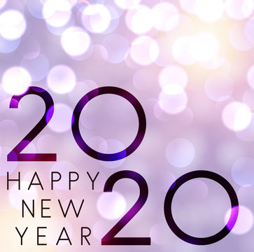 Blurred lilac Happy New Year 2020 background.