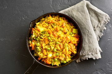 Vegetarian pilaf in frying pan