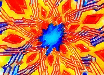 Presewatercolor Colorful digital graphic kaleidoscope symmetry mandala style in laser light trial pattern, Tie Dye , spiderweb art abstract backt Style = Bold..Output Size = Medium..Lightness = Normal