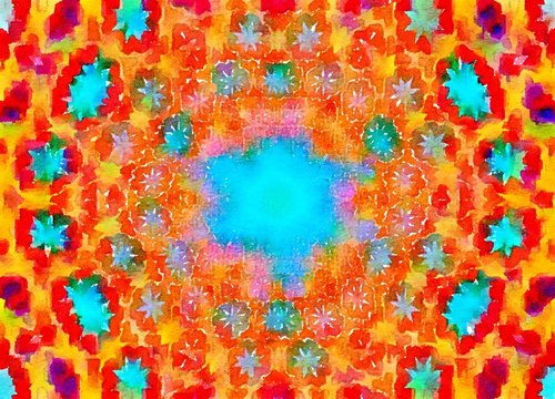 Presewatercolor Colorful digital graphic kaleidoscope symmetry mandala style in laser light trial pattern, Tie Dye , spiderweb art abstract backt Style = Bold..Output Size = Medium..Lightness = Normal