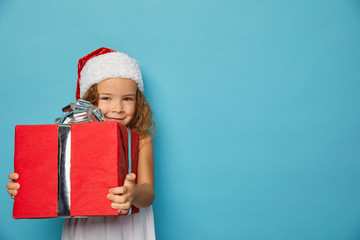 Child  in Santa red hat