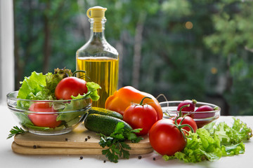 Vegetables for cooking by the window.