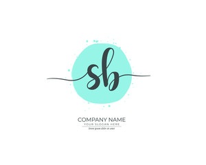 S B SB Initial handwriting logo design. Beautyful design handwritten logo for fashion, team, wedding, luxury logo.
