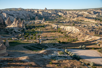 Fototapeta premium Aearial view of the rocks near Göreme, Open air UNESCO world heritage site Museum in Cappadocia, Turkey