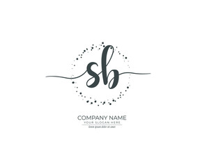 S B SB Initial handwriting logo design. Beautyful design handwritten logo for fashion, team, wedding, luxury logo.