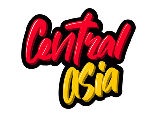 Central Asia hand drawn modern brush lettering text. Vector illustration logo for print and advertising