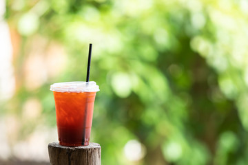 iced tea in plastic cup ready to drink