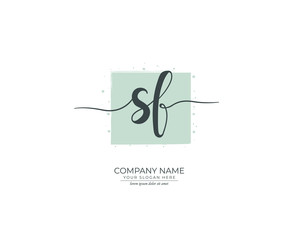 S F SF Initial handwriting logo design. Beautyful design handwritten logo for fashion, team, wedding, luxury logo.