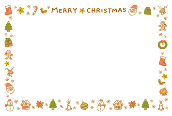 クリスマスのフレーム　手描き　横
