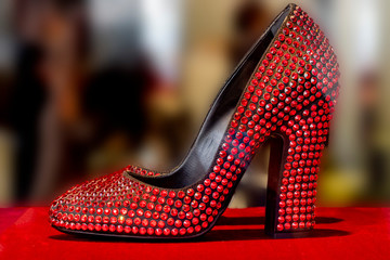 ruby covered high heels red woman shoe