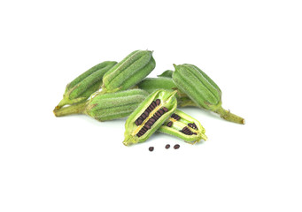 Black Sesame Seeds isolated on white background.