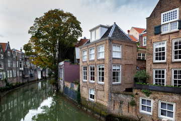 Fototapeta na wymiar Canal houses in Dordrecht in the Netherlands