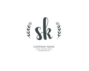S K SK Initial handwriting logo design. Beautyful design handwritten logo for fashion, team, wedding, luxury logo.