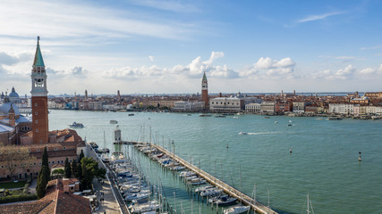 view over the skyline of Venice Italy. above Venice in Italy Europe. beautiful city Venice...