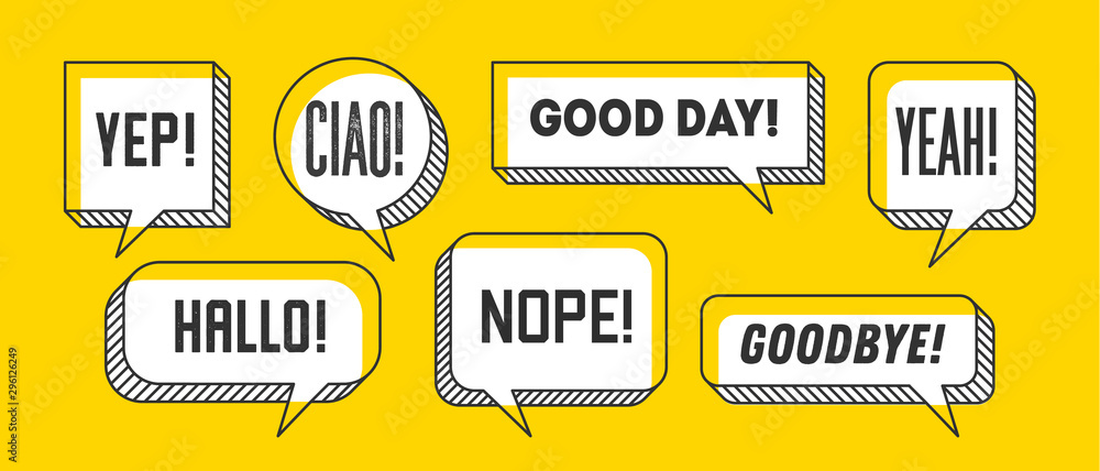 Fototapete speech bubble. set of 3d and 2d line speech bubble