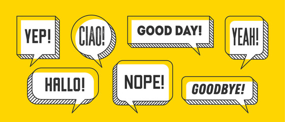 Speech Bubble. Set of 3d and 2d line speech bubble © foxysgraphic