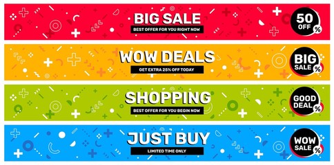 Vector set of sale banner template with graphic label on differe