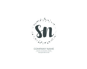S N SN Initial handwriting logo design. Beautyful design handwritten logo for fashion, team, wedding, luxury logo.