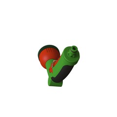 Nozzle on a hose for watering. Hose nozzle spraying water isolated on white background. 3D rendering of excellent quality in high resolution. It can be enlarged and used as a background or texture.