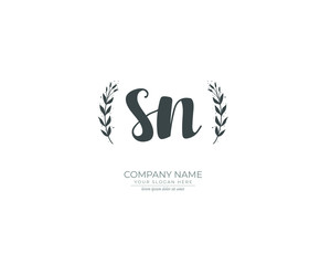 S N SN Initial handwriting logo design. Beautyful design handwritten logo for fashion, team, wedding, luxury logo.