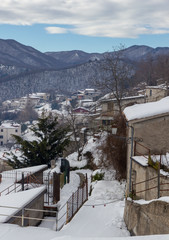 san gregorio matese mountain village with snow