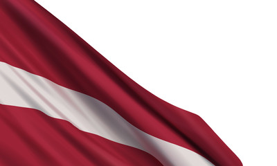 Background with a realistic flag of Latvia. Vector element for Declaration of Independence Day, National Day. - obrazy, fototapety, plakaty