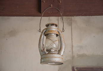 Old lantern hang on the wall